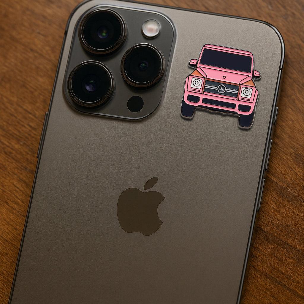 Pink G Wagon Metal Sticker With 3M Sticky Backing - StickyPins