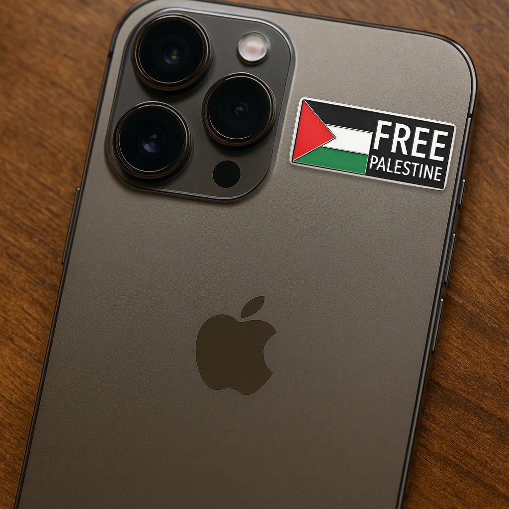 Free Palestine Flag Metal Phone Sticker with 3M Sticky Backing - StickyPins