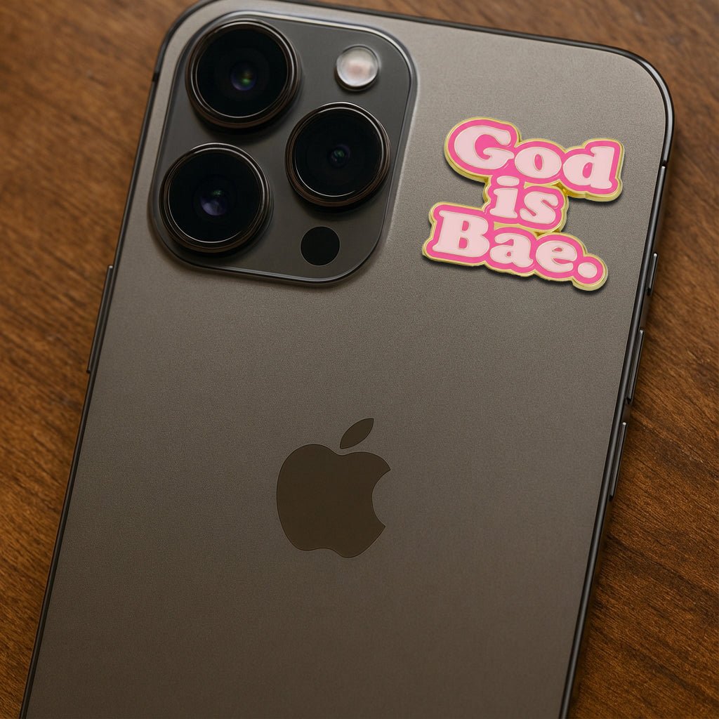 God is Bae Metal Phone Sticker With 3M Sticky Backing - StickyPins