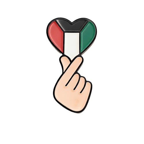 Kuwait Finger Heart Metal Phone Sticker with 3M Sticky Backing - StickyPins
