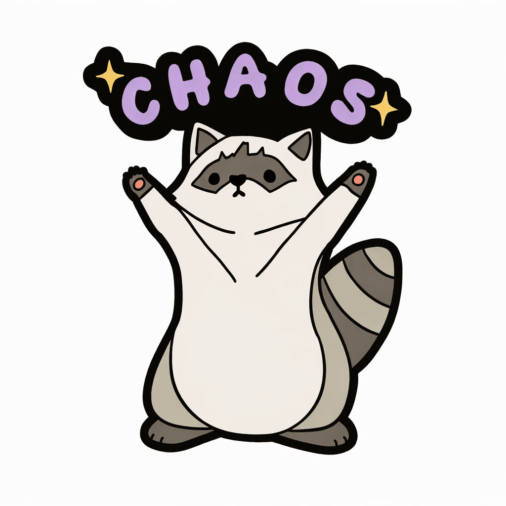 Chaos Raccoon Metal Phone Sticker with 3M Sticky Backing - StickyPins