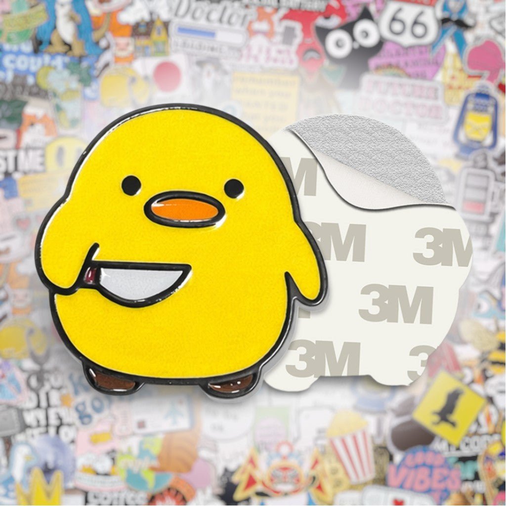Duck with Knife Metal Phone Sticker with 3M Sticky Backing - StickyPins