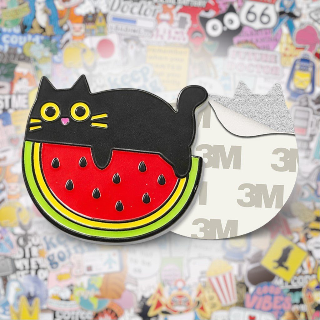 Palestine Watermelon Cat Metal Phone Sticker with 3M Sticky Backing - StickyPins
