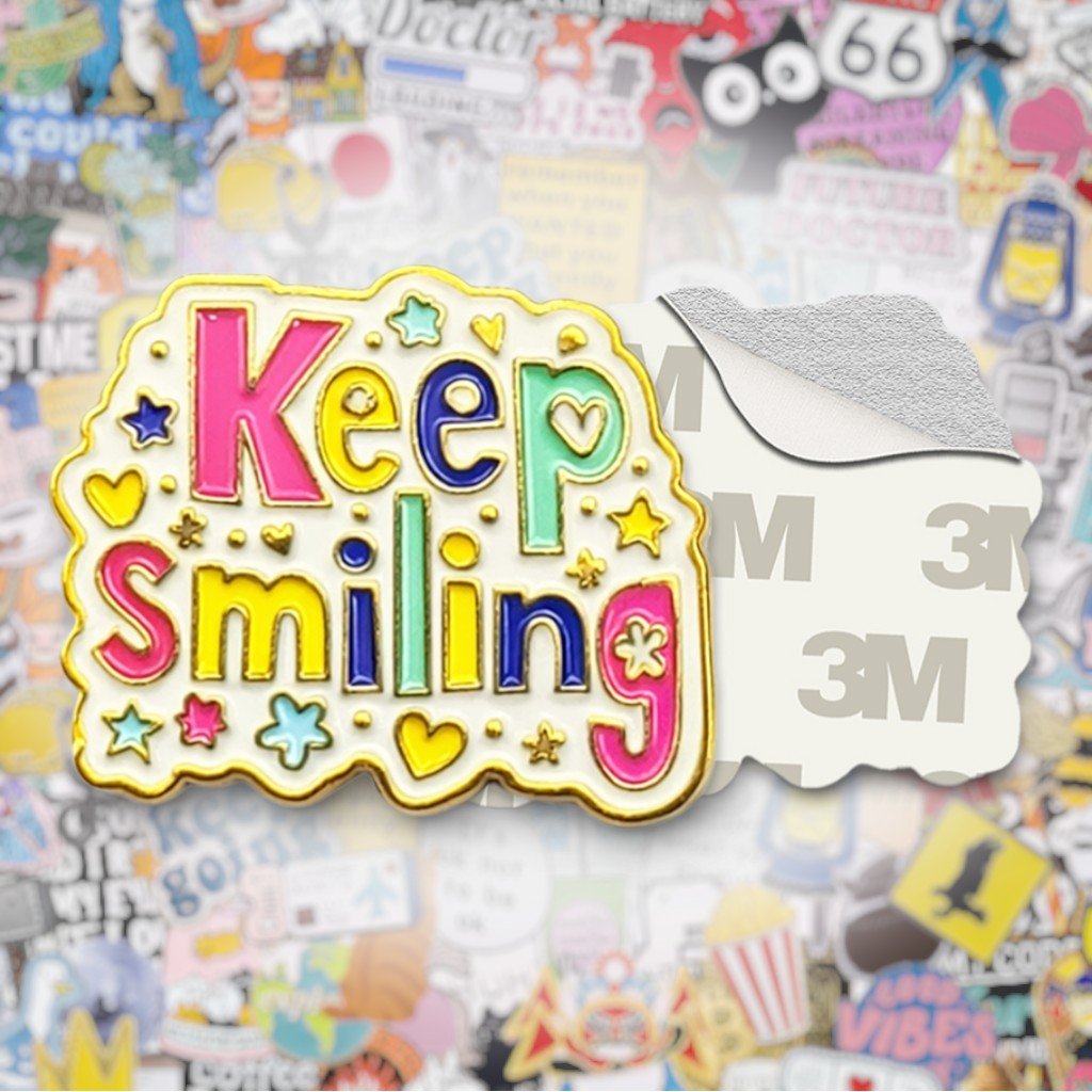 Keep Smiling Metal Phone Sticker with 3M Sticky Backing - StickyPins