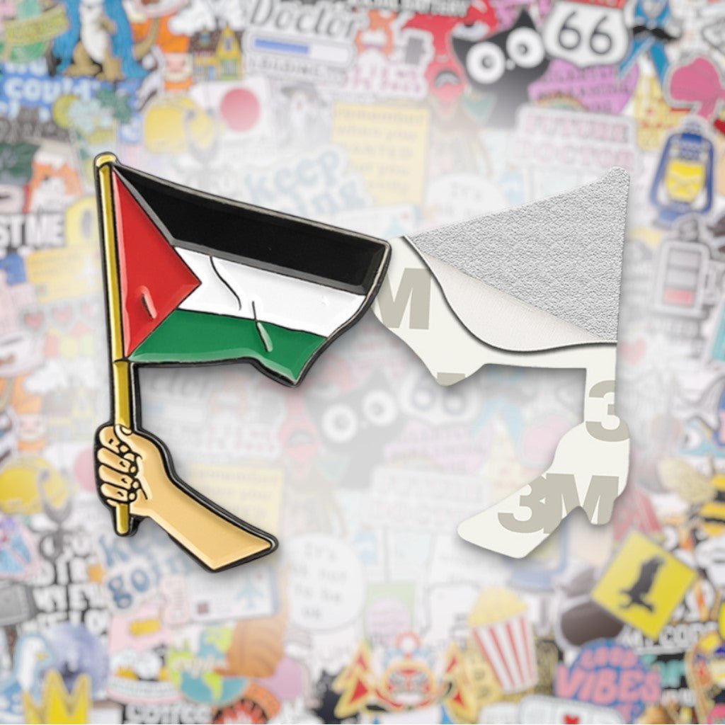 Palestine Waving Flag Metal Phone Sticker with 3M Sticky Backing - StickyPins