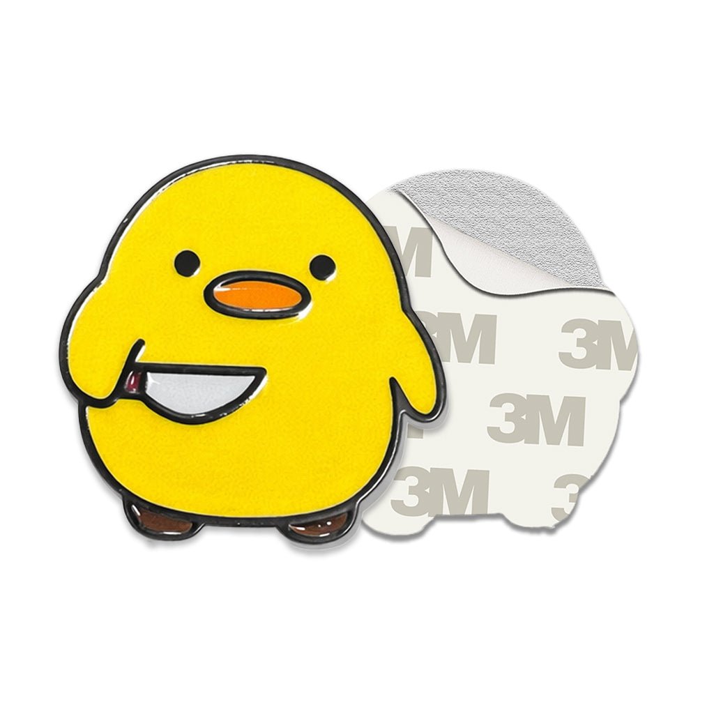 Duck with Knife Metal Phone Sticker with 3M Sticky Backing - StickyPins
