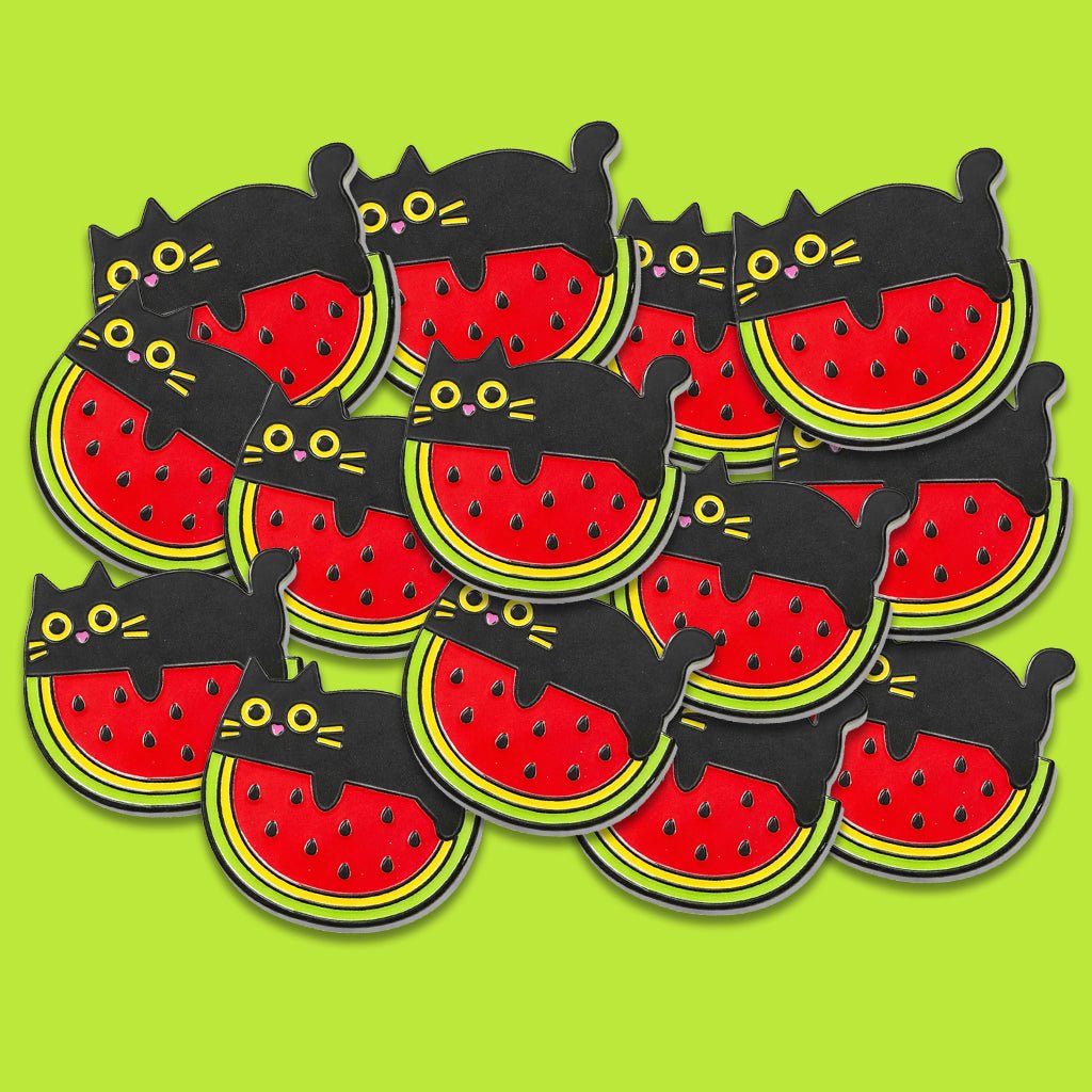 Palestine Watermelon Cat Metal Phone Sticker with 3M Sticky Backing - StickyPins