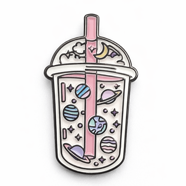Pink Planet Shake Metal Phone Sticker with 3M Sticky Backing - StickyPins