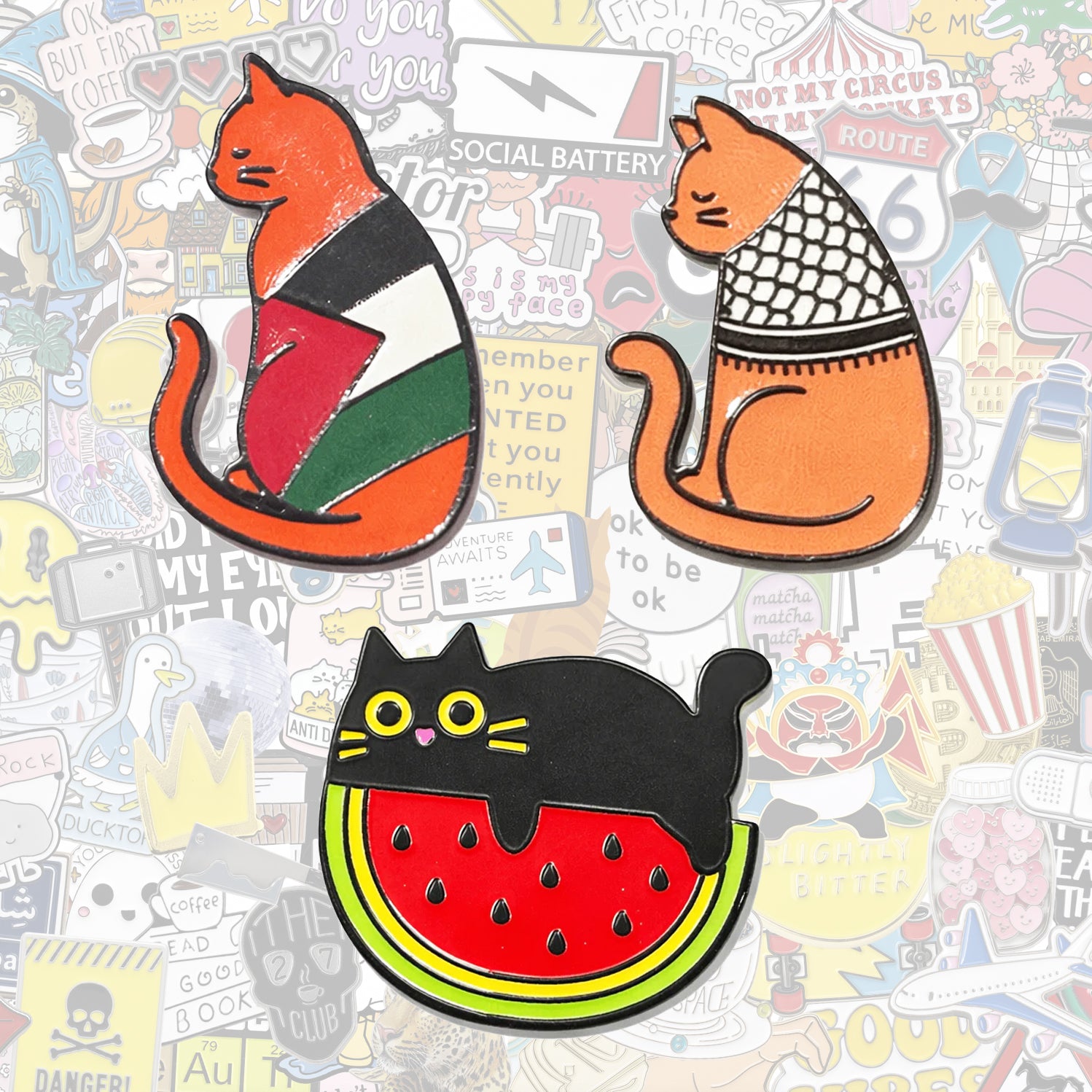 Palestine Cats Metal Phone Stickers With 3M Sticky Backing