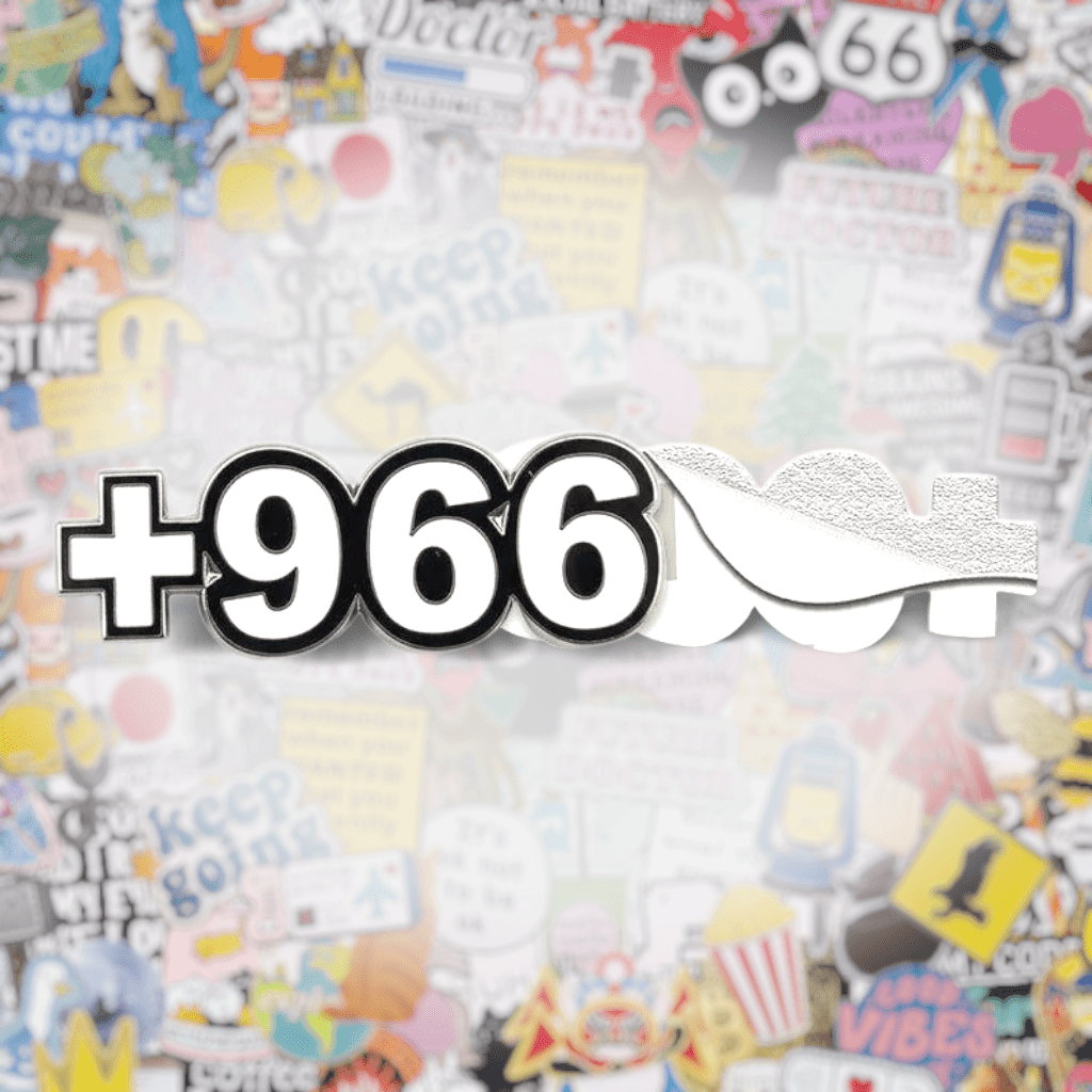 Saudi +966 Dial Code White Metal Phone Sticker With 3M Sticky Backing - StickyPins