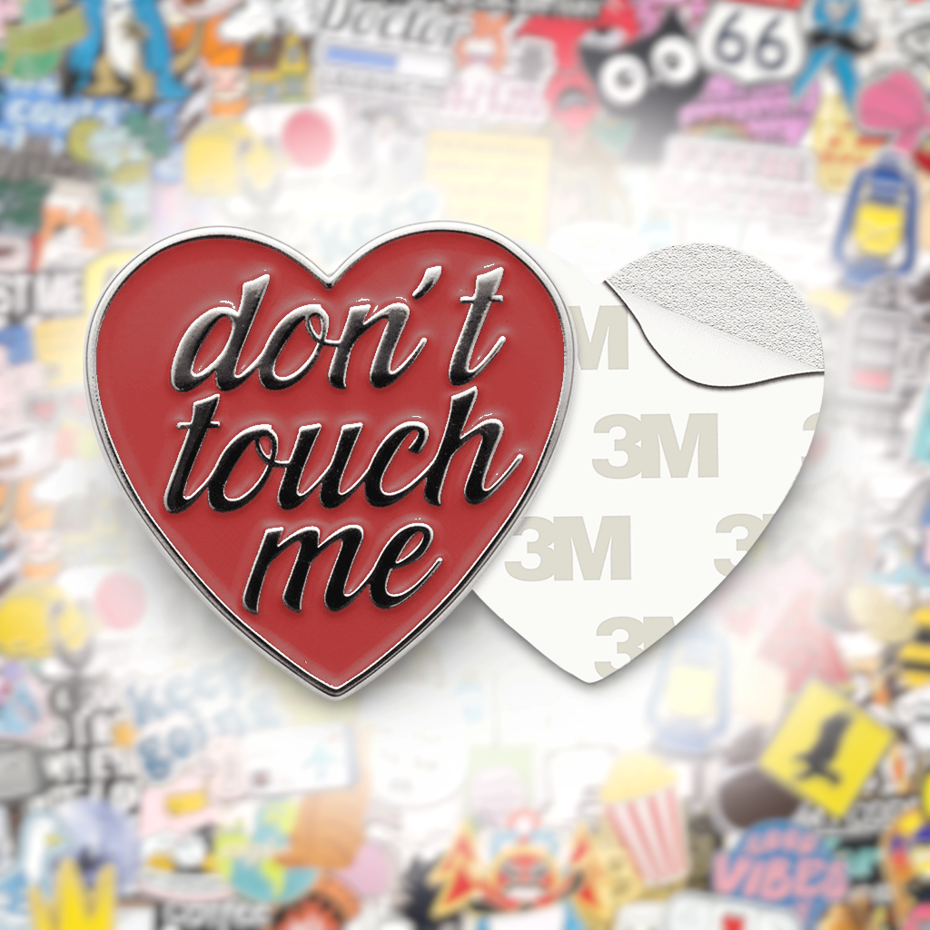 Don't Touch Me Red Heart Metal Phone Sticker With 3M Sticky Backing - StickyPins