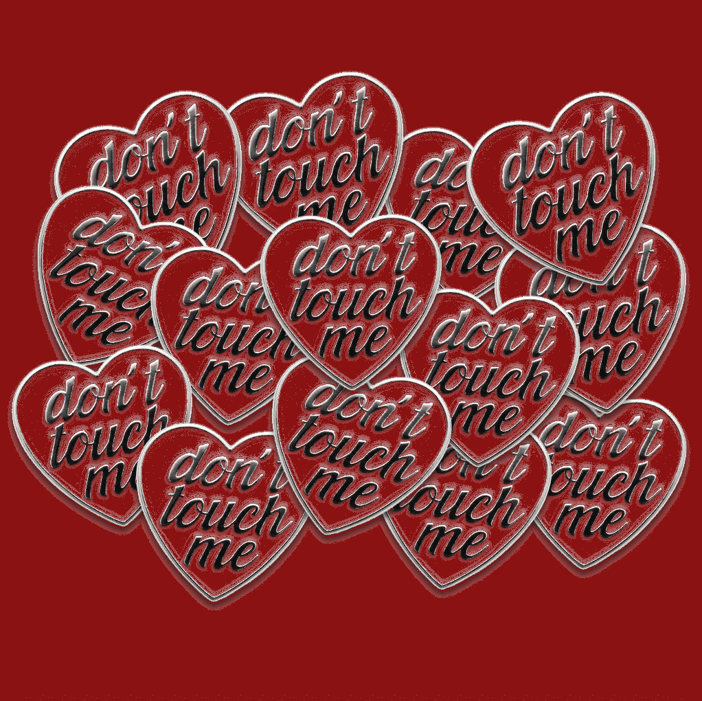 Don't Touch Me Red Heart Metal Phone Sticker With 3M Sticky Backing - StickyPins