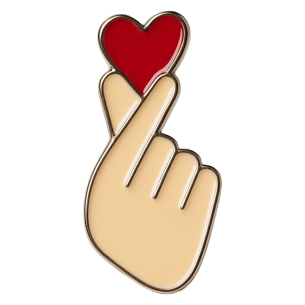 Korean Finger Heart Metal Sticker With 3M Sticky Backing - StickyPins