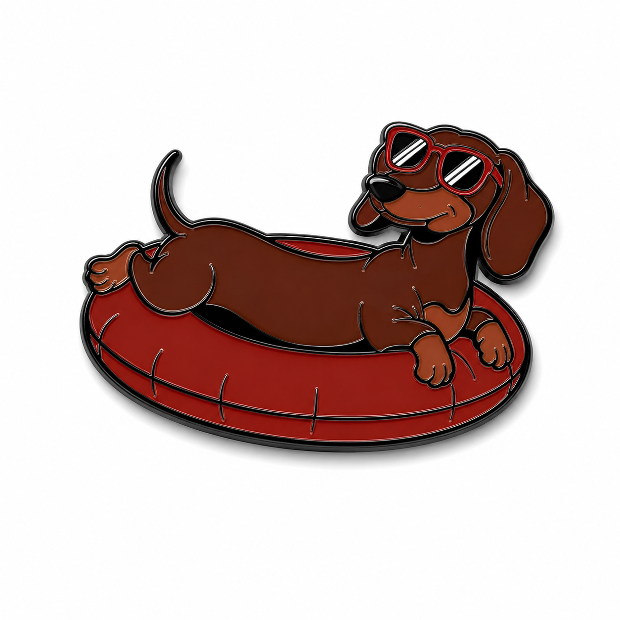 Cool Dachshund In Pool Float Metal Phone Sticker With 3M Sticky Backing