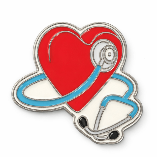 Stethoscope Heart Metal Phone Sticker with 3M Sticky Backing - StickyPins