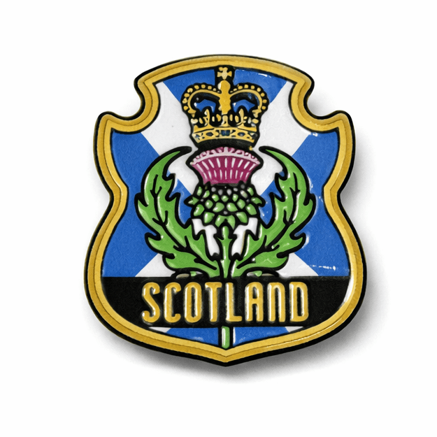 Saltire Thistle Shield Metal Phone Sticker with 3M Sticky Backing - StickyPins