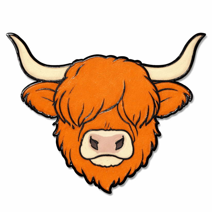 Highland Cow Metal Phone Sticker with 3M Sticky Backing - StickyPins