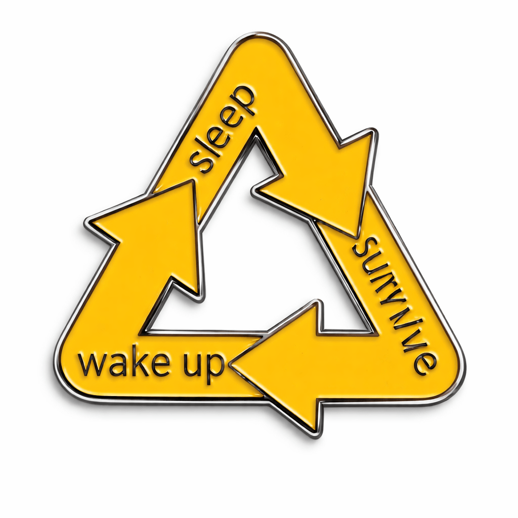 Sleep Wake Up Survive Enamel Metal Phone Sticker With 3M Sticky Backing - StickyPins