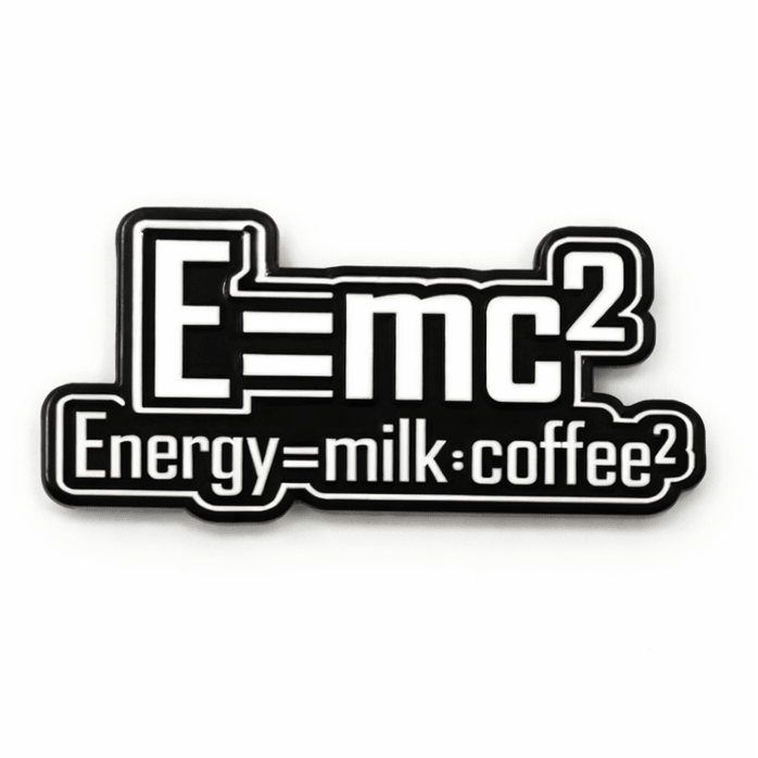 E=mc² Coffee Equation Metal Phone Sticker With 3M Sticky Backing - StickyPins