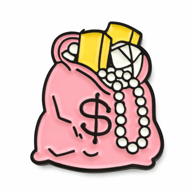 Pink Loot Bag Metal Phone Sticker with 3M Sticky Backing - StickyPins