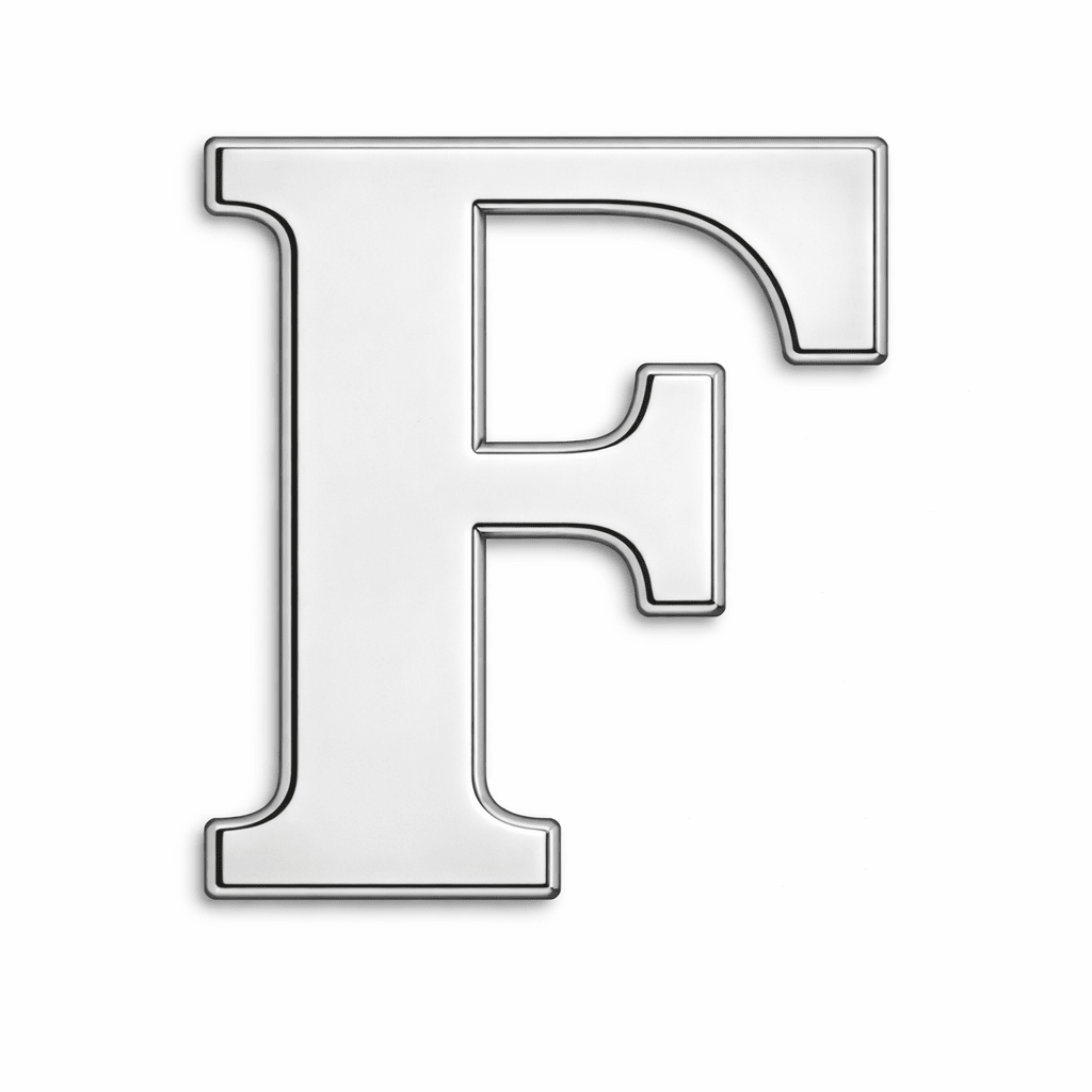 Silver Letter F Metal Phone Sticker With 3M Sticky Backing - StickyPins