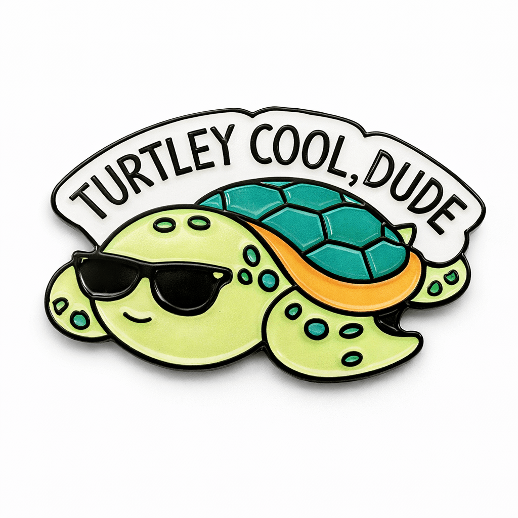 Turtley Cool Dude Metal Phone Sticker With 3M Sticky Backing - StickyPins