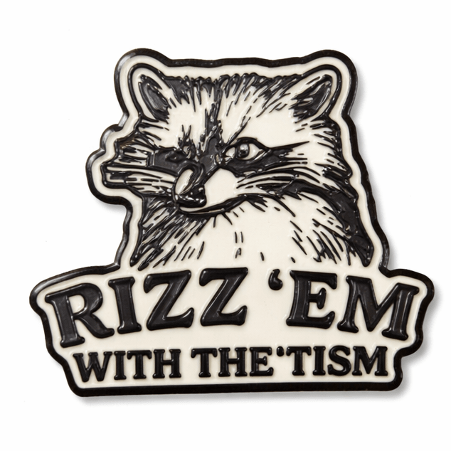 Rizz 'Em With The 'Tism Raccoon Metal Phone Sticker with 3M Sticky Backing - StickyPins