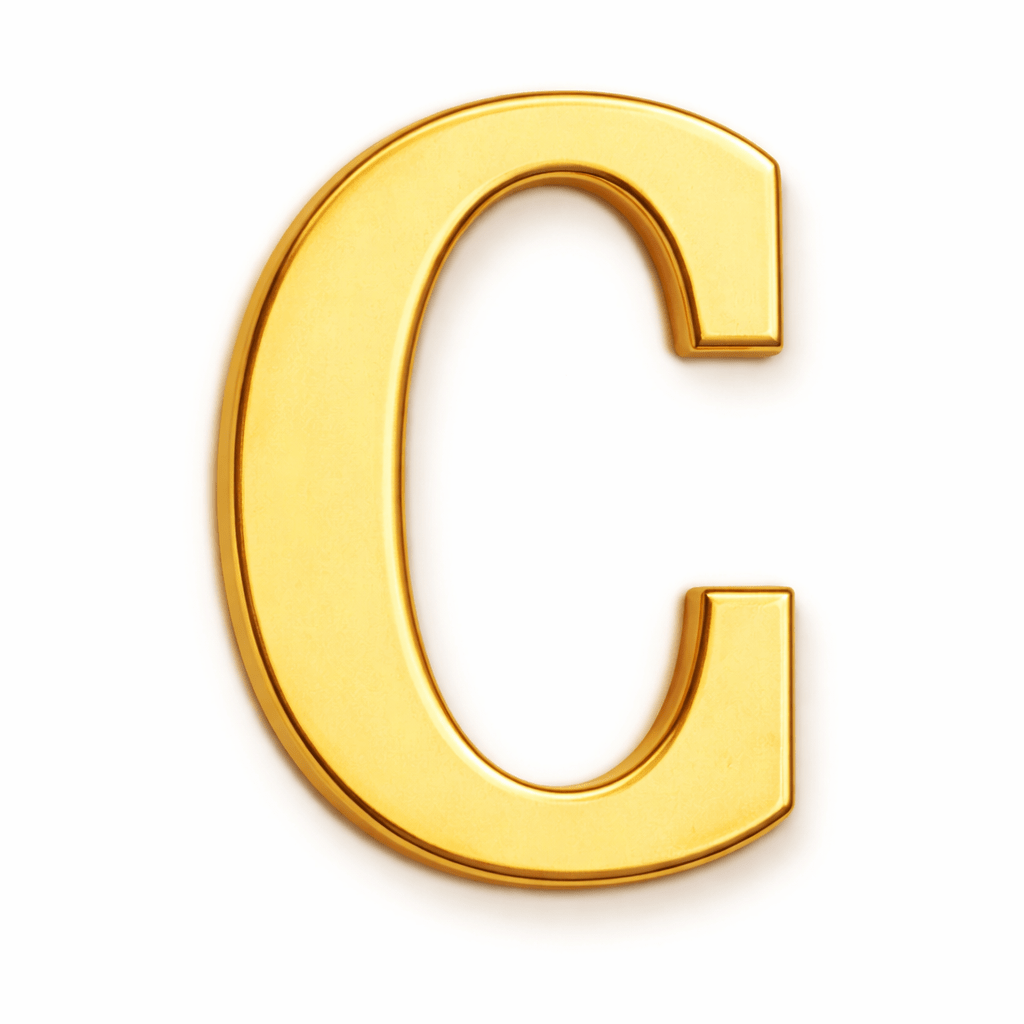 Gold Letter C Metal Phone Sticker With 3M Sticky Backing - StickyPins