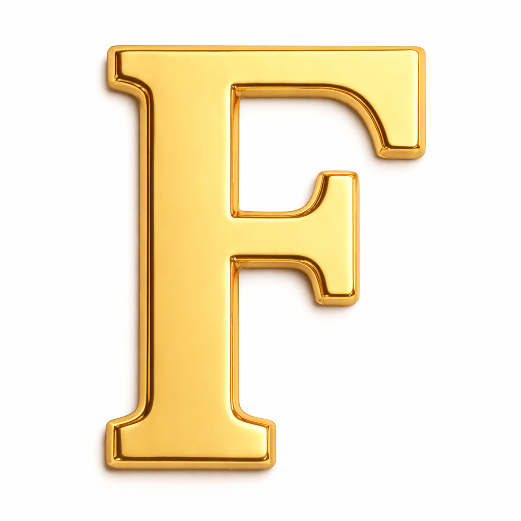 Gold Letter F Metal Phone Sticker With 3M Sticky Backing - StickyPins