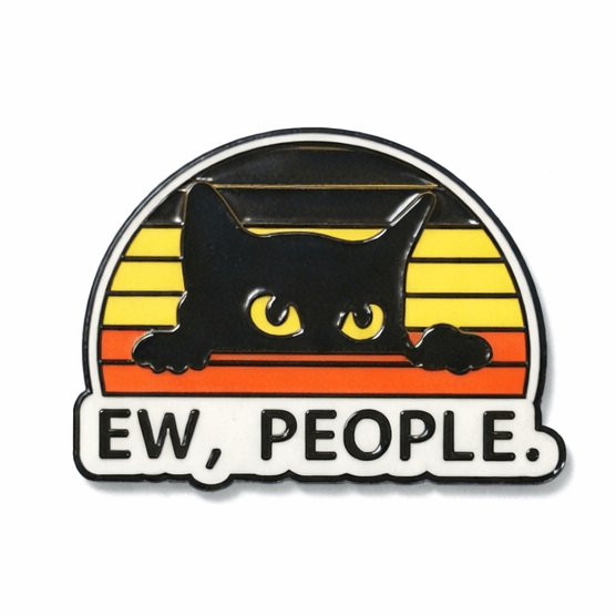 Ew, People Black Cat Metal Phone Sticker with 3M Sticky Backing - StickyPins