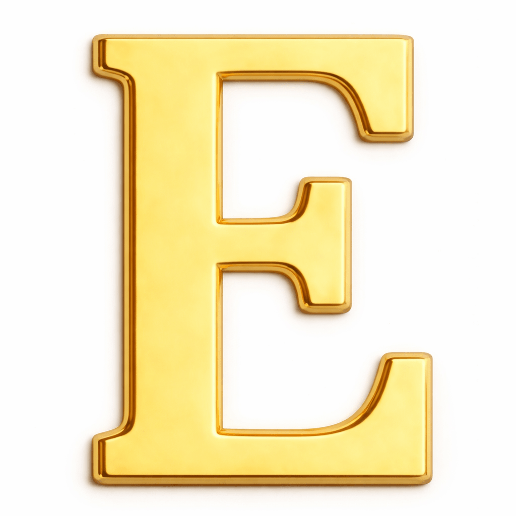 Gold Letter E Metal Phone Sticker With 3M Sticky Backing - StickyPins