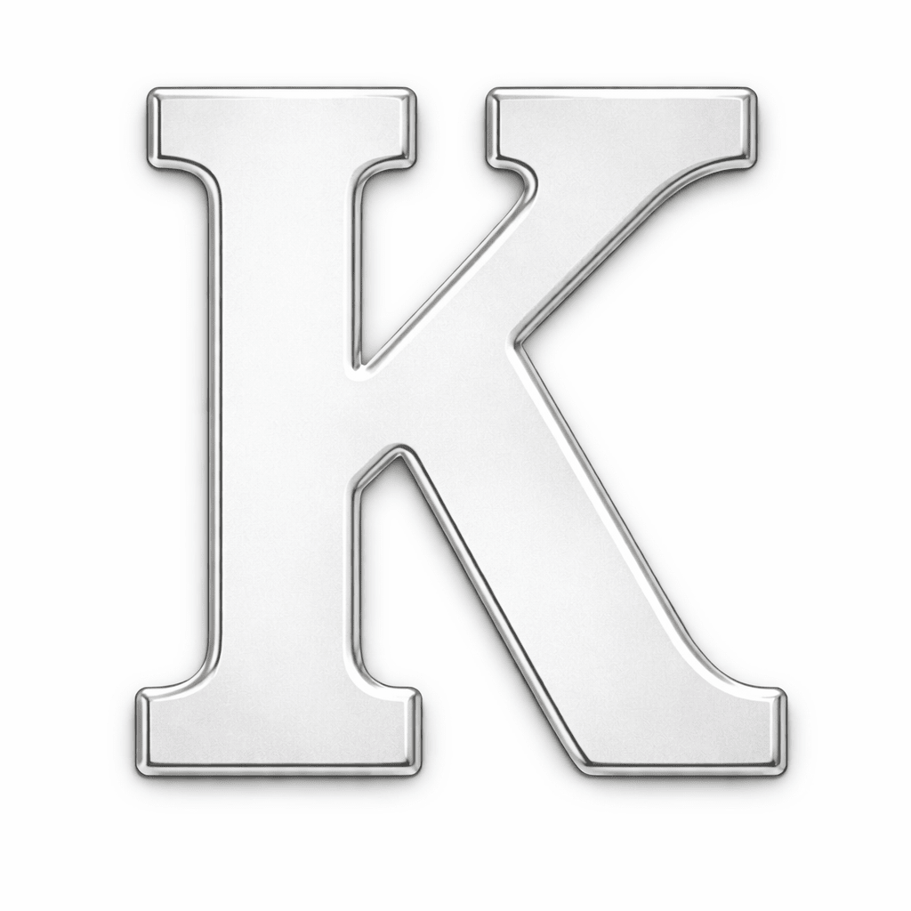 Silver Letter K Metal Phone Sticker With 3M Sticky Backing - StickyPins
