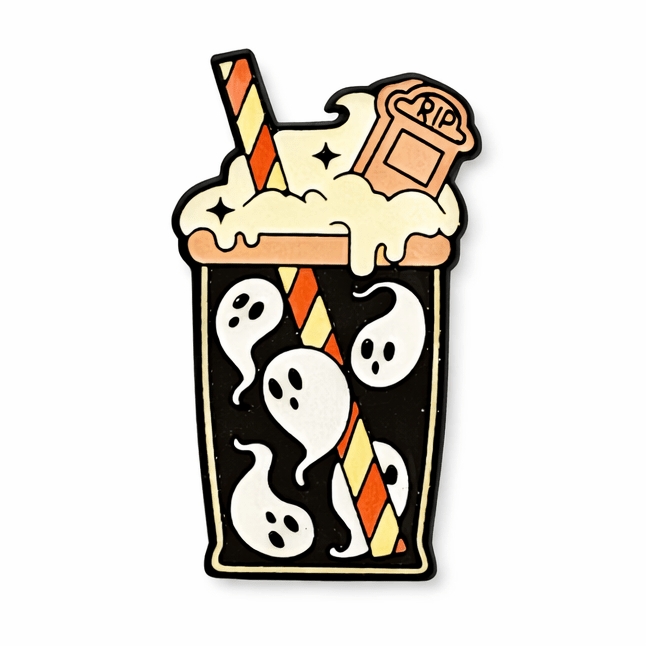 Ghost Float Spooky Drink Enamel Metal Phone Sticker With 3M Sticky Backing - StickyPins