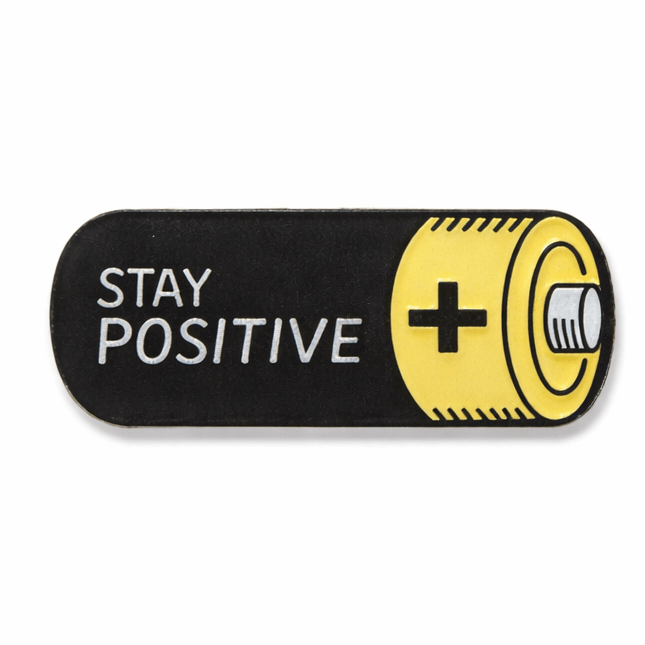 Stay Positive Battery Metal Phone Sticker With 3M Sticky Backing - StickyPins