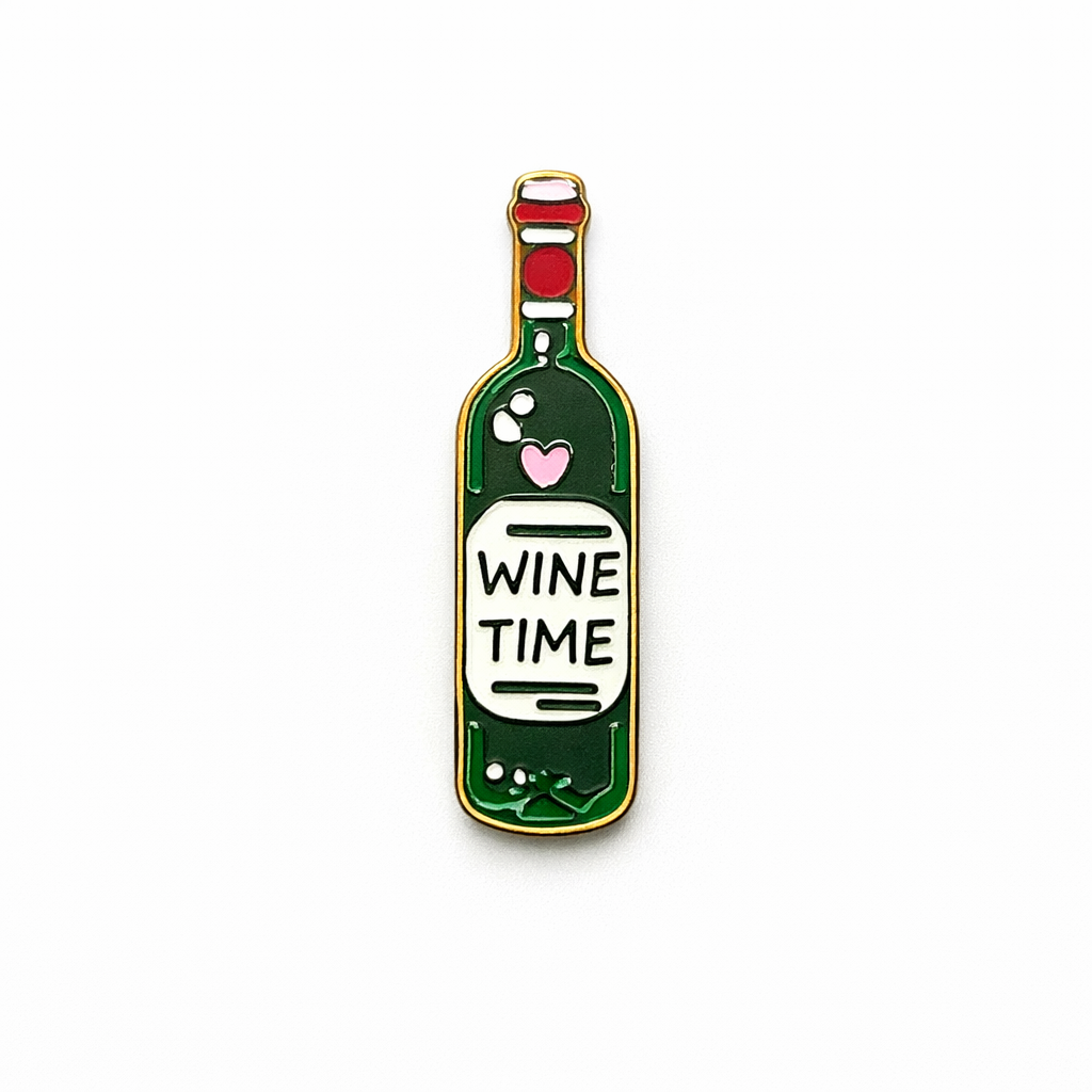ملصق هاتف معدني بشكل زجاجة "Wine Time" مع لاصق 3M من الخلف