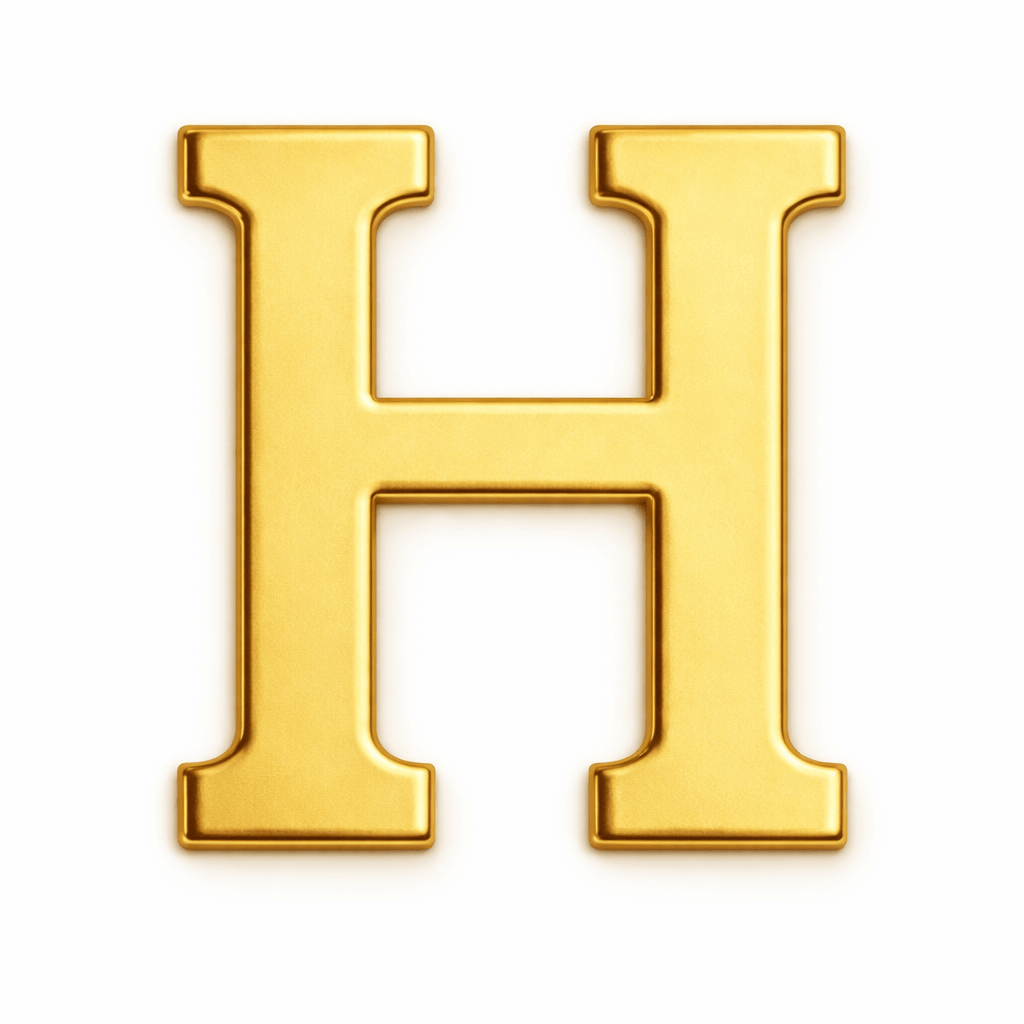 Gold Letter H Metal Phone Sticker With 3M Sticky Backing - StickyPins