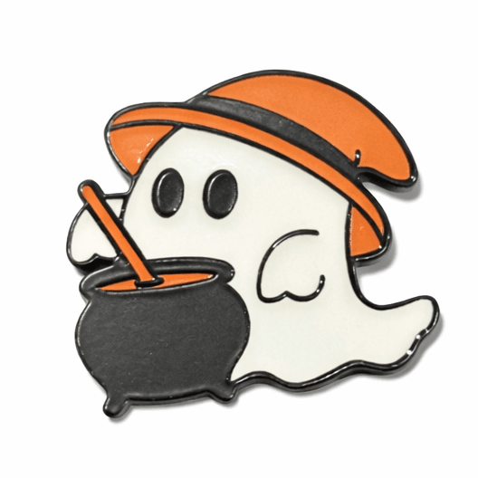 Cute Ghost Cauldron Metal Phone Sticker with 3M Sticky Backing - StickyPins