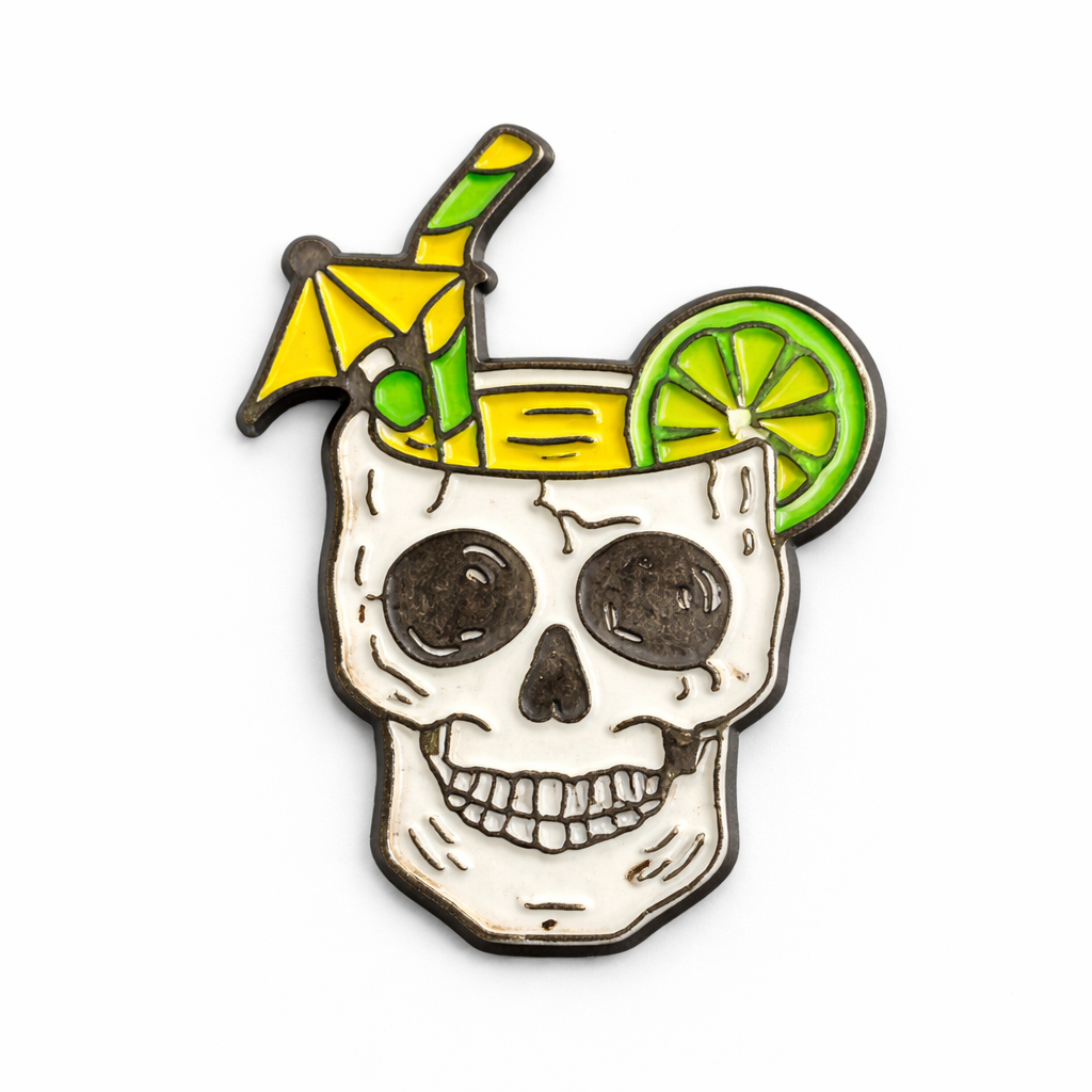 Skull Cocktail Metal Phone Sticker With 3M Sticky Backing