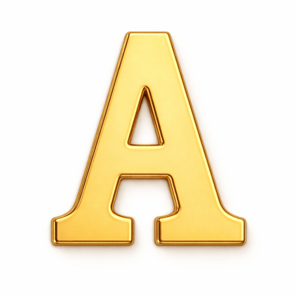Gold Letter A Metal Phone Sticker With 3M Sticky Backing - StickyPins