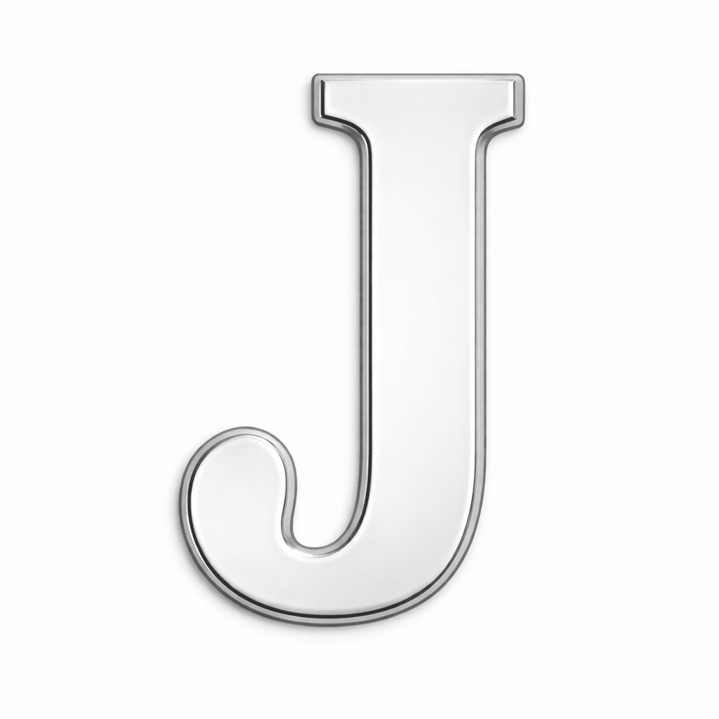 Silver Letter J Metal Phone Sticker With 3M Sticky Backing - StickyPins
