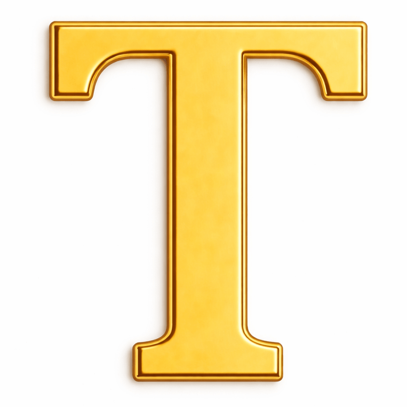 Gold Letter T Metal Phone Sticker With 3M Sticky Backing - StickyPins