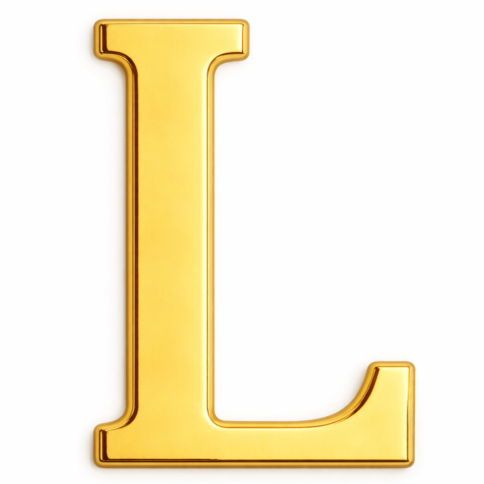 Gold Letter L Metal Phone Sticker With 3M Sticky Backing - StickyPins