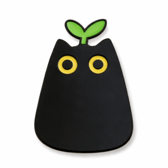 Green Plant Black Cat Metal Phone Sticker With 3M Sticky Backing - StickyPins