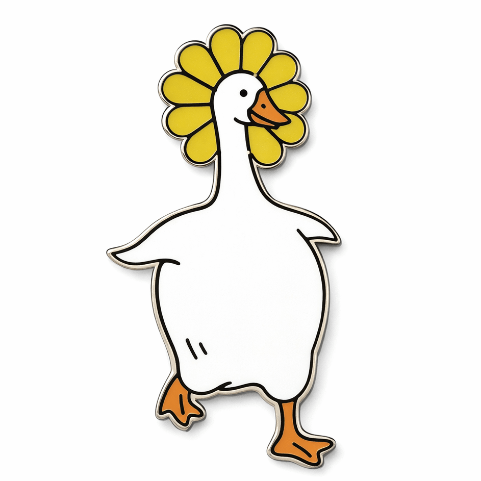 Duck with Flowers Metal Phone Sticker with 3M Sticky Backing - StickyPins