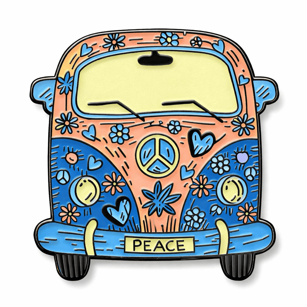 Hippie Peace Van Metal Phone Sticker With 3M Sticky Backing - StickyPins
