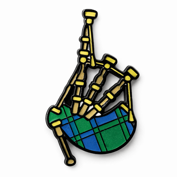 Green and Blue Bagpipes Metal Phone Sticker with 3M Sticky Backing - StickyPins