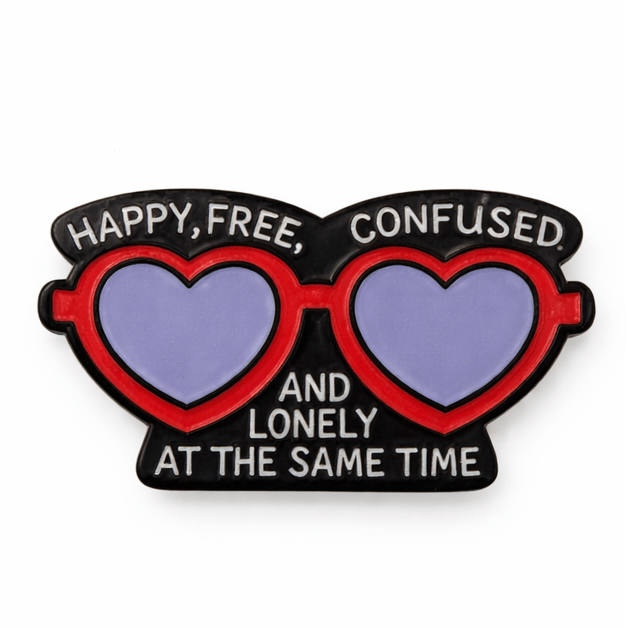 Happy, Free, Confused Glasses Metal Phone Sticker With 3M Sticky Backing - StickyPins