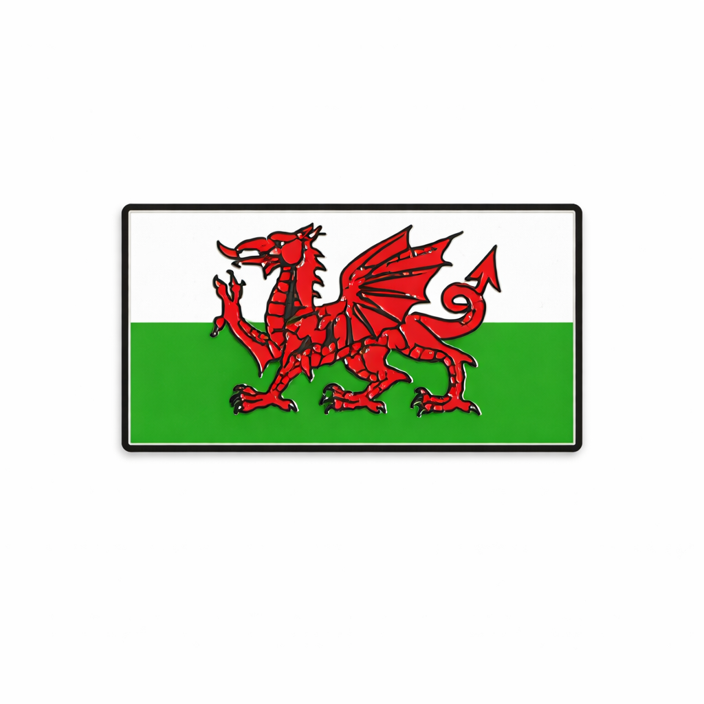 Wales Flag Red Dragon Metal Phone Sticker With 3M Sticky Backing