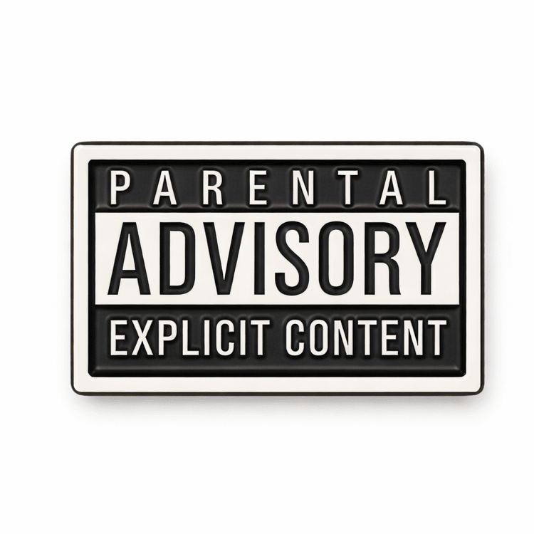Parental Advisory Explicit Content Metal Phone Sticker With 3M Sticky Backing - StickyPins