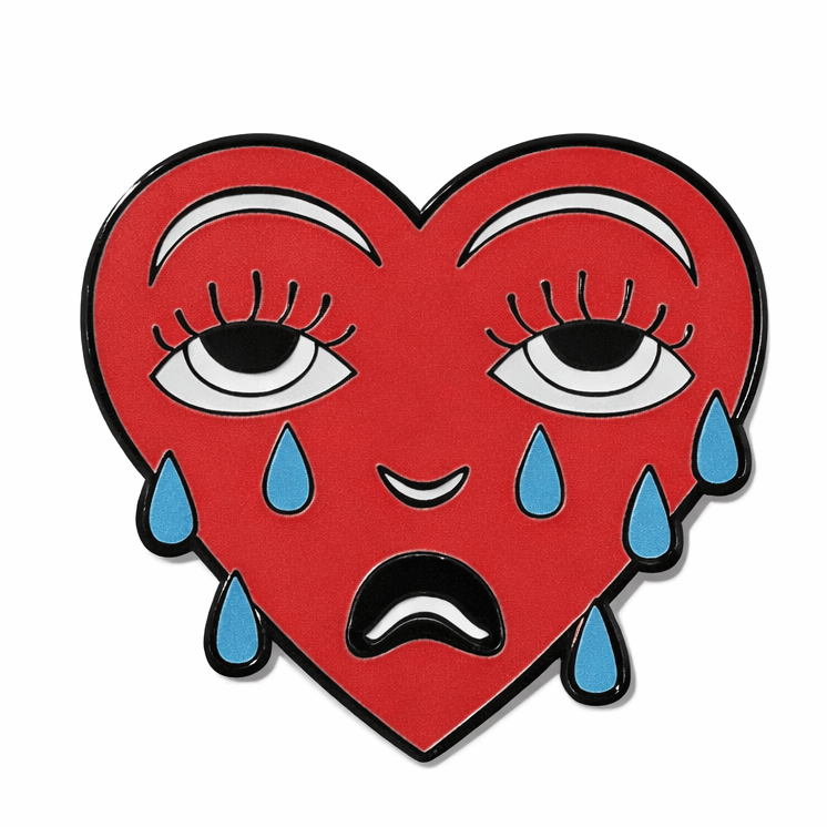 Crying Heart Metal Phone Sticker with 3M Sticky Backing - StickyPins